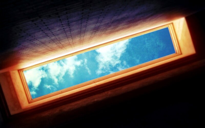 skylight view of blue sky