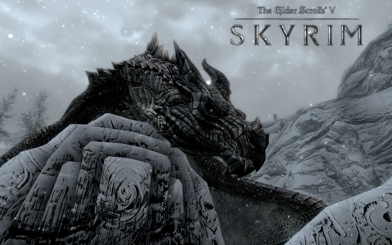 Skyrim dragon in snow