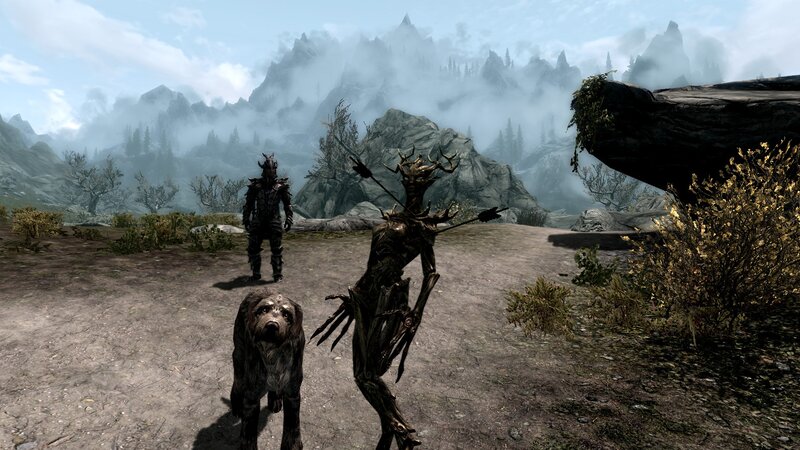 Skyrim game scene with creatures