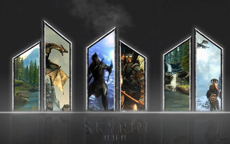 Skyrim game scenes collage