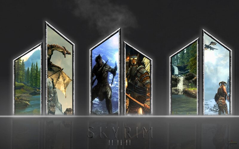 Skyrim game scenes collage