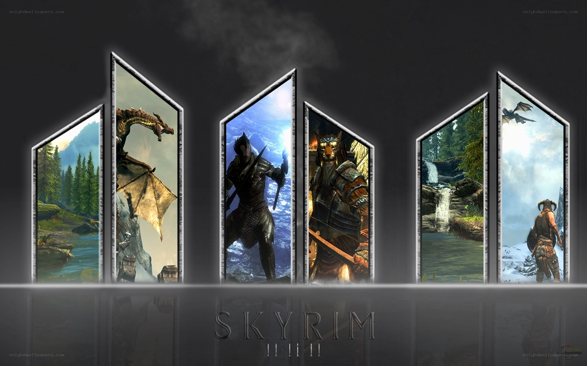 Skyrim game scenes collage