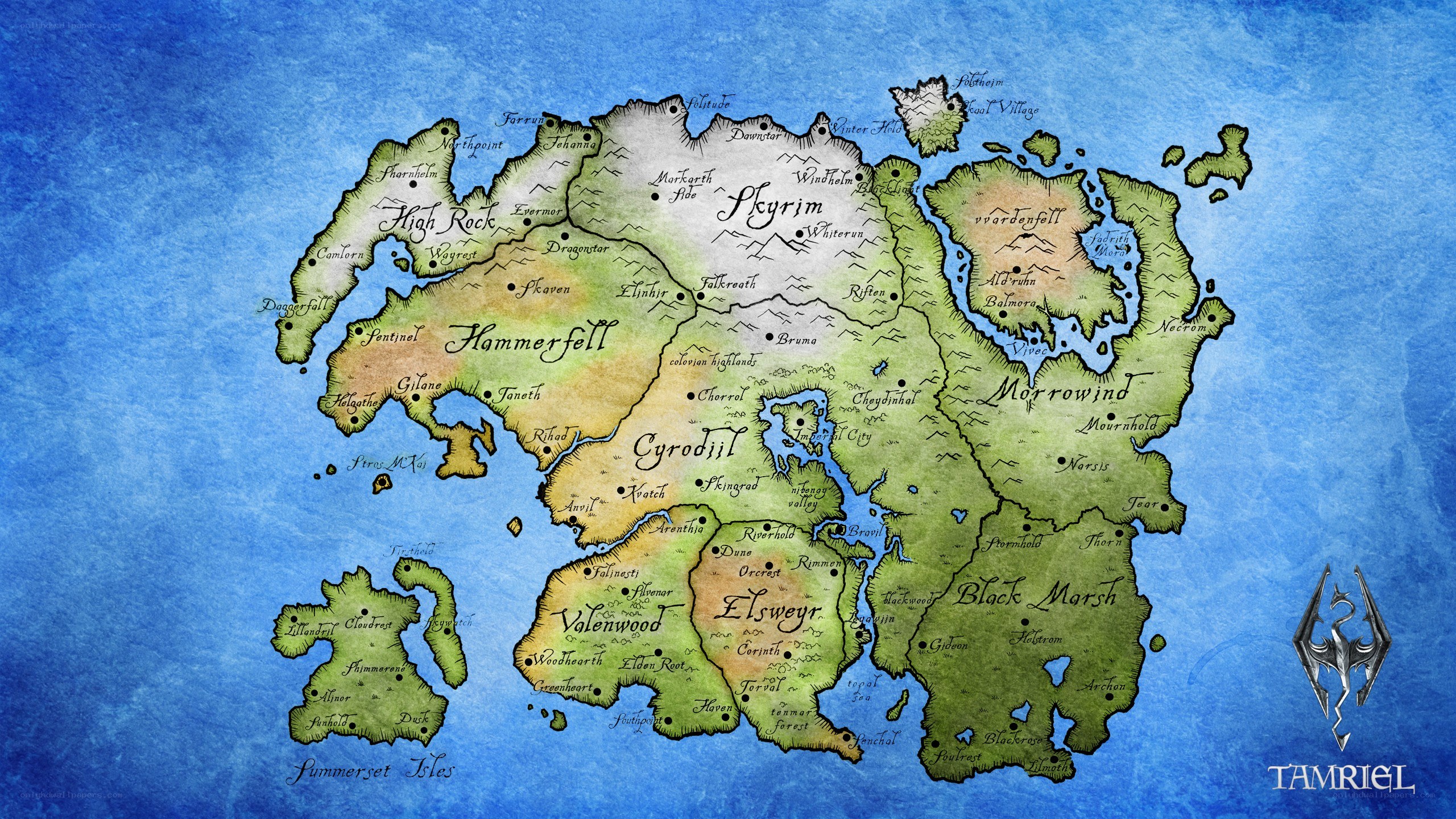 Skyrim map from The Elder Scrolls