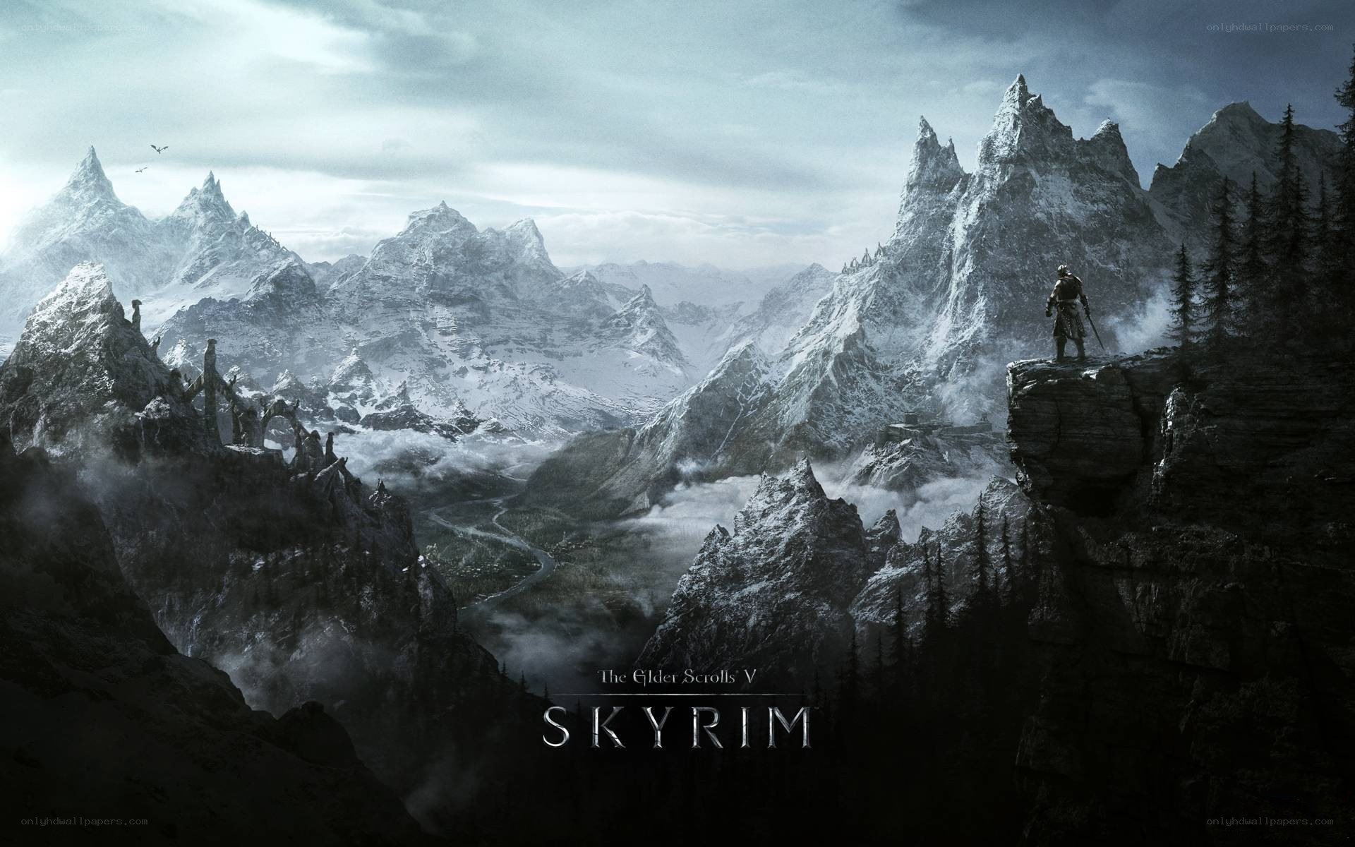 Skyrim mountain vista
