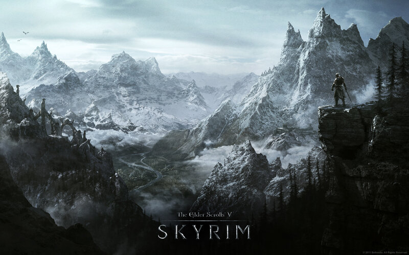 Skyrim mountain vista