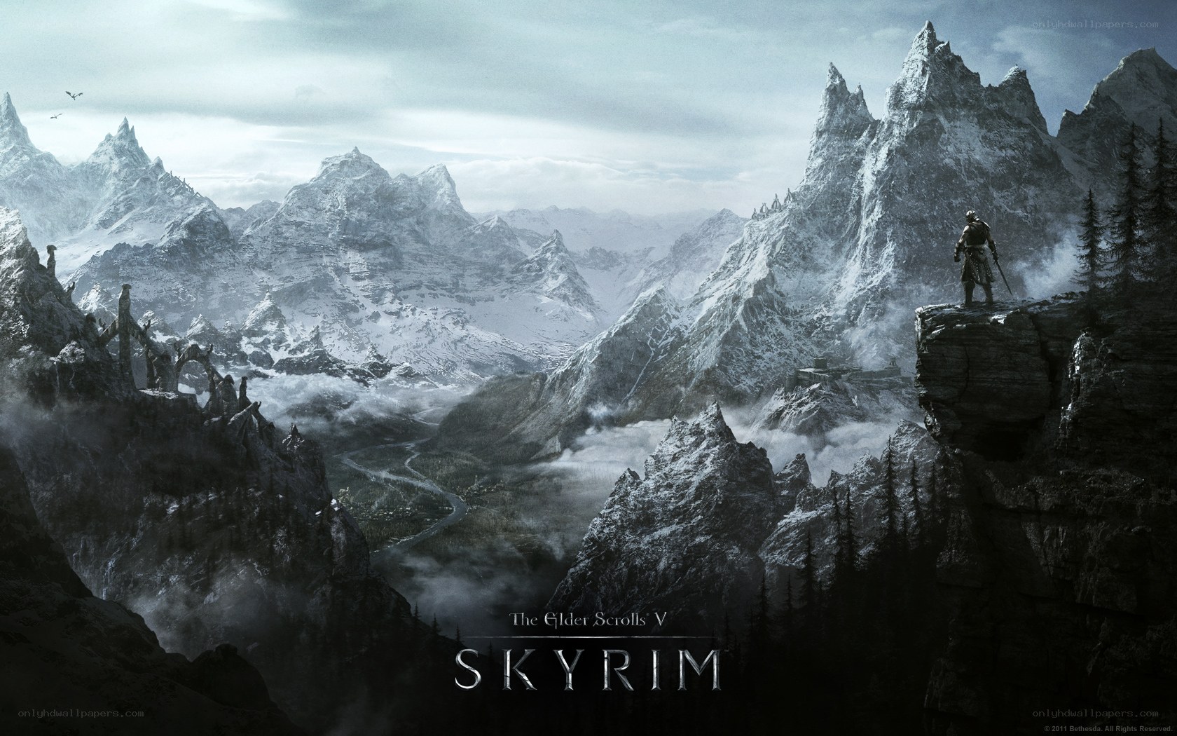 Skyrim mountain vista