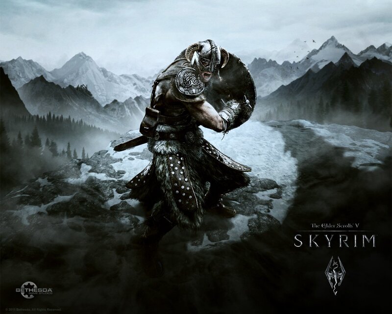 Skyrim warrior in snowy mountains