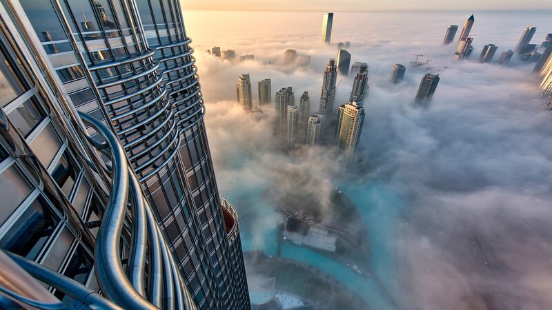 Skyscraper Above Clouds — Gray