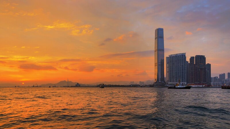 Skyscraper at Sunset — Orange, Serene