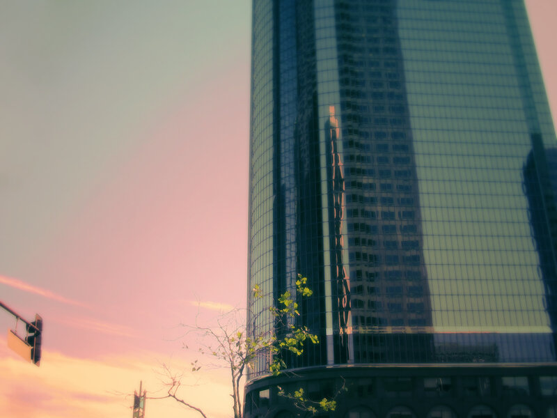 skyscraper at sunset