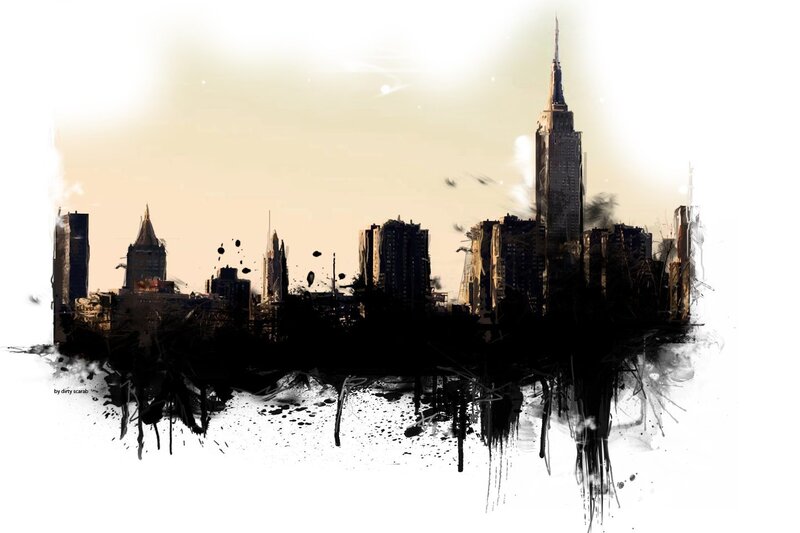 Skyscraper Cityscape — Black, Dramatic