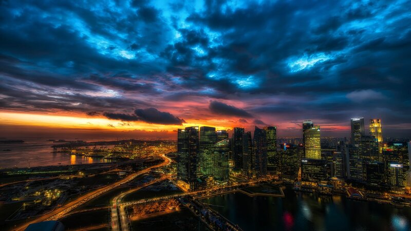 Skyscraper Cityscape — Blue, Dramatic
