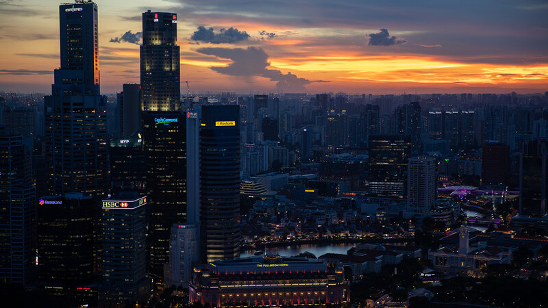 Skyscraper Cityscape — Orange, Dramatic, Sunset