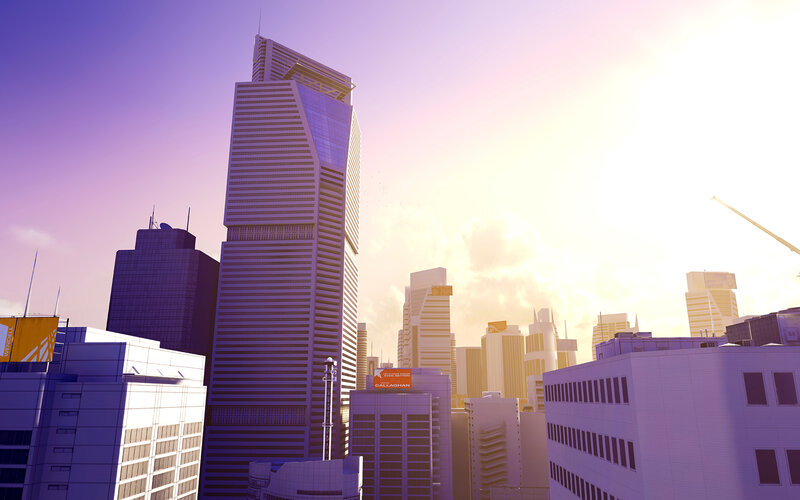Skyscraper Cityscape — Purple, Dramatic