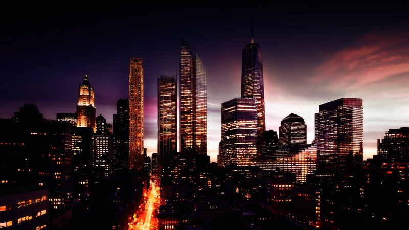 Skyscraper Cityscape — Purple