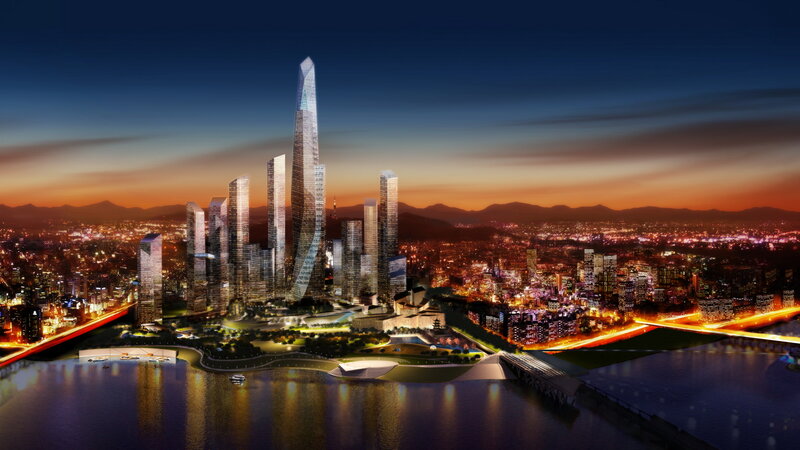 Skyscraper Complex at Dusk