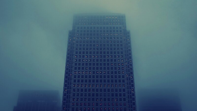 Skyscraper in Fog — Blue
