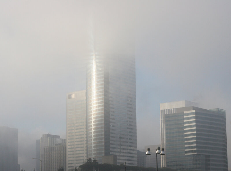 Skyscraper in Fog — Gray