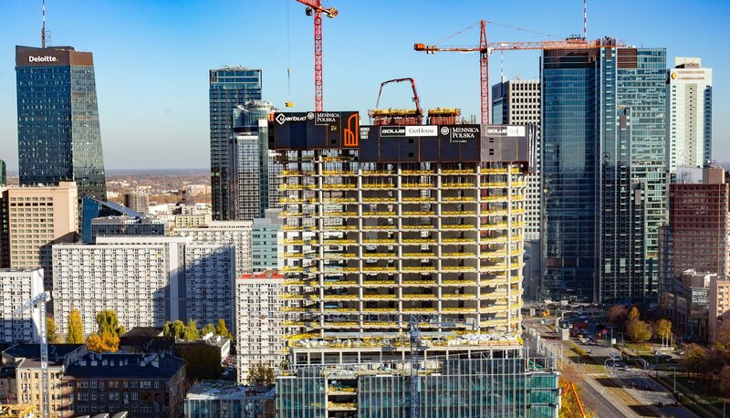 Skyscraper under Construction — Blue, Urban