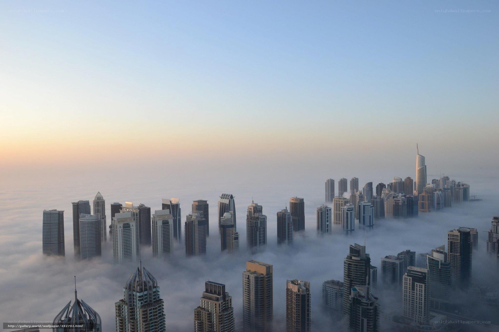 skyscrapers above the clouds