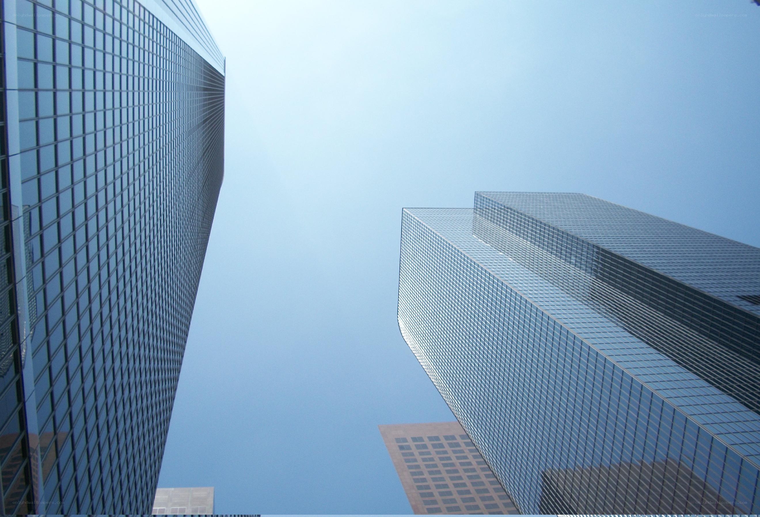 Skyscrapers against blue sky