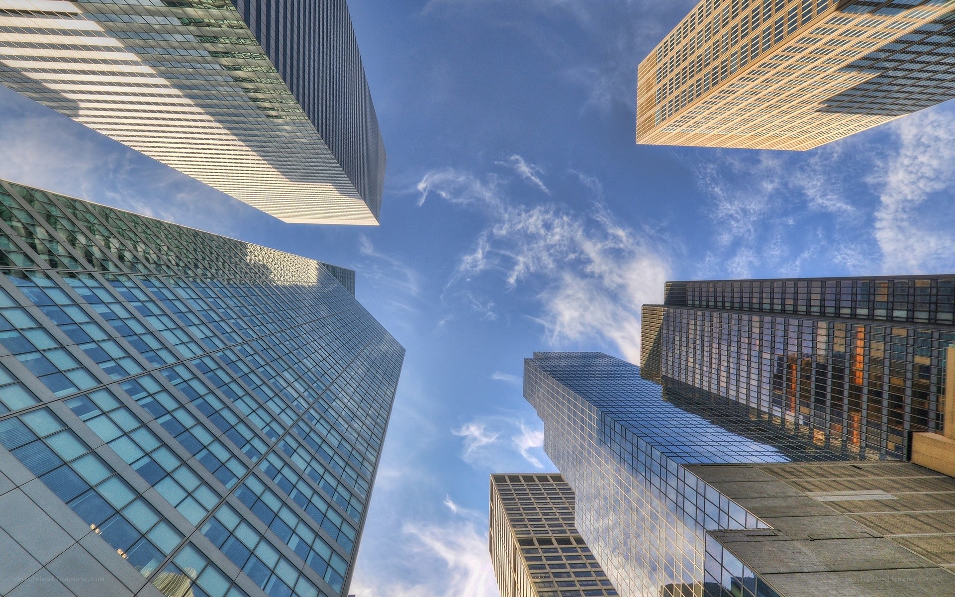 skyscrapers against blue sky