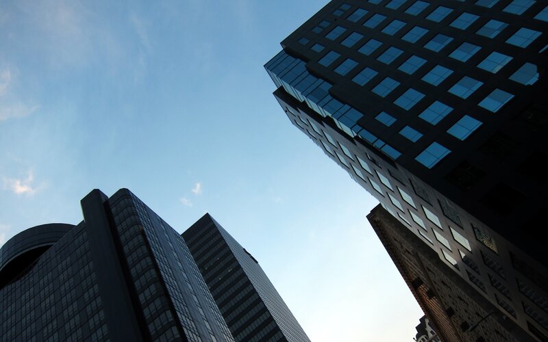 Skyscrapers Against Sky — Blue, Dramatic