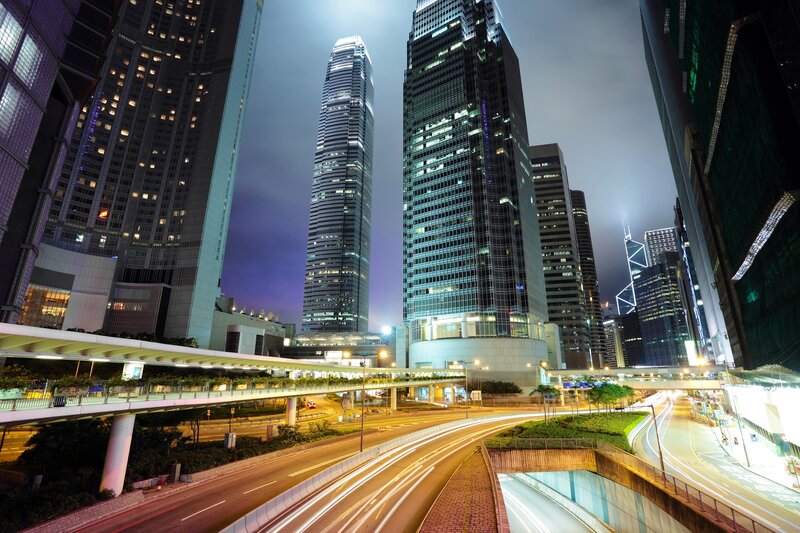 Skyscrapers and City Traffic