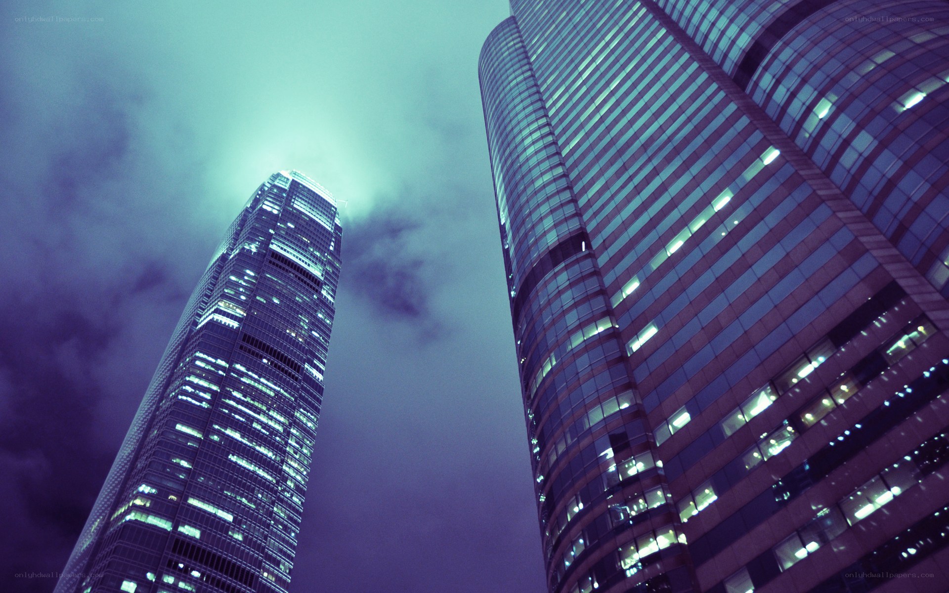 Skyscrapers at dusk