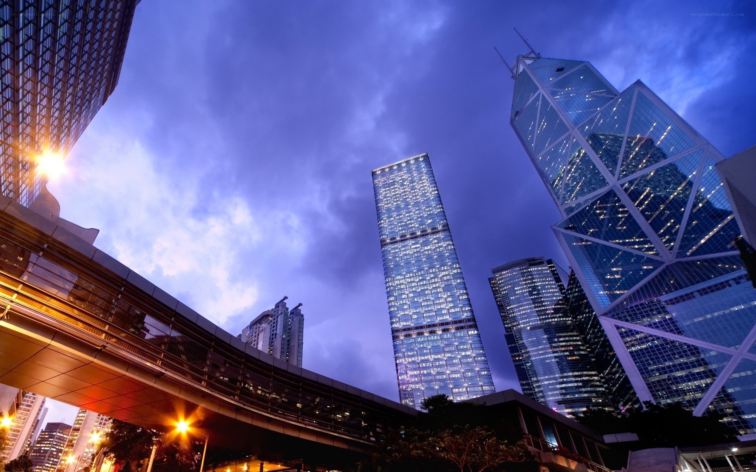 skyscrapers at dusk