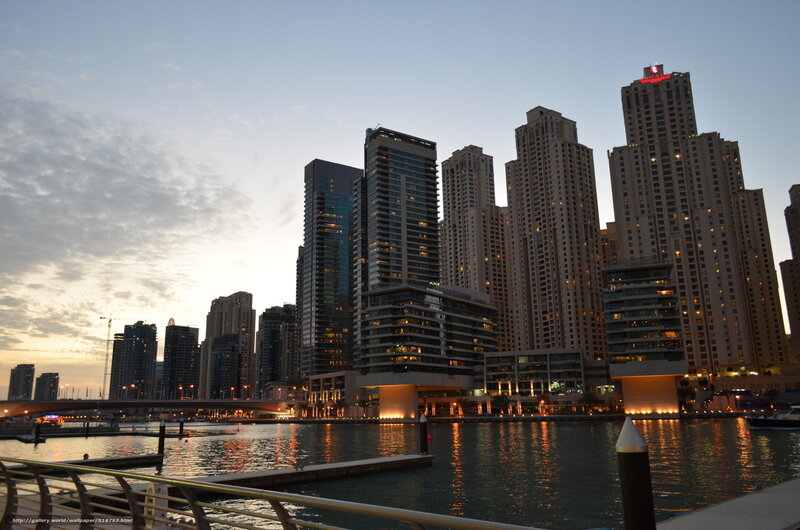 Skyscrapers at Dusk — Blue, Calm, Sunset