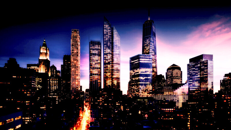 Skyscrapers at Dusk — Blue, Dramatic, Night