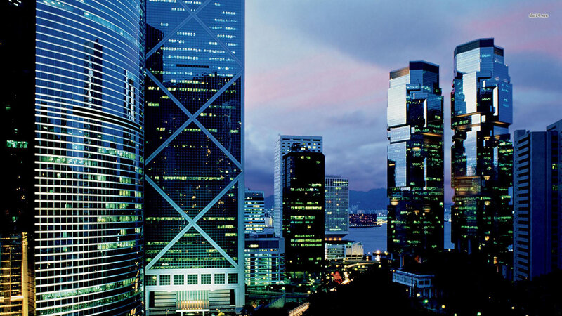 Skyscrapers at Dusk — Blue, Dramatic