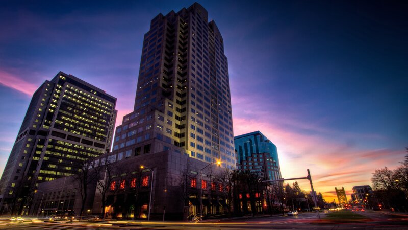 Skyscrapers at Dusk — Purple