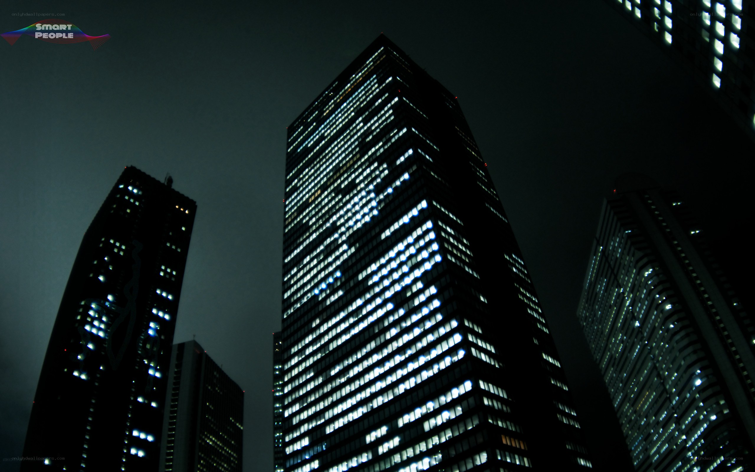 skyscrapers at night