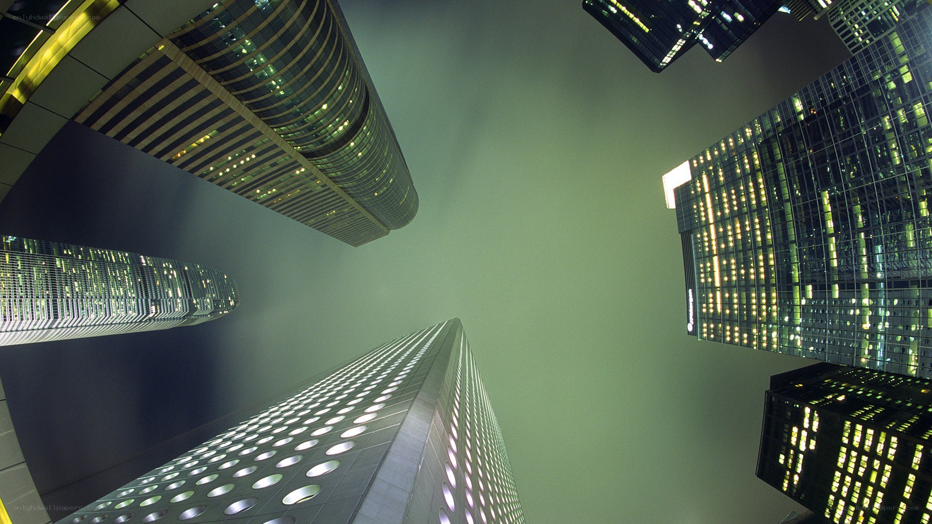 skyscrapers at night
