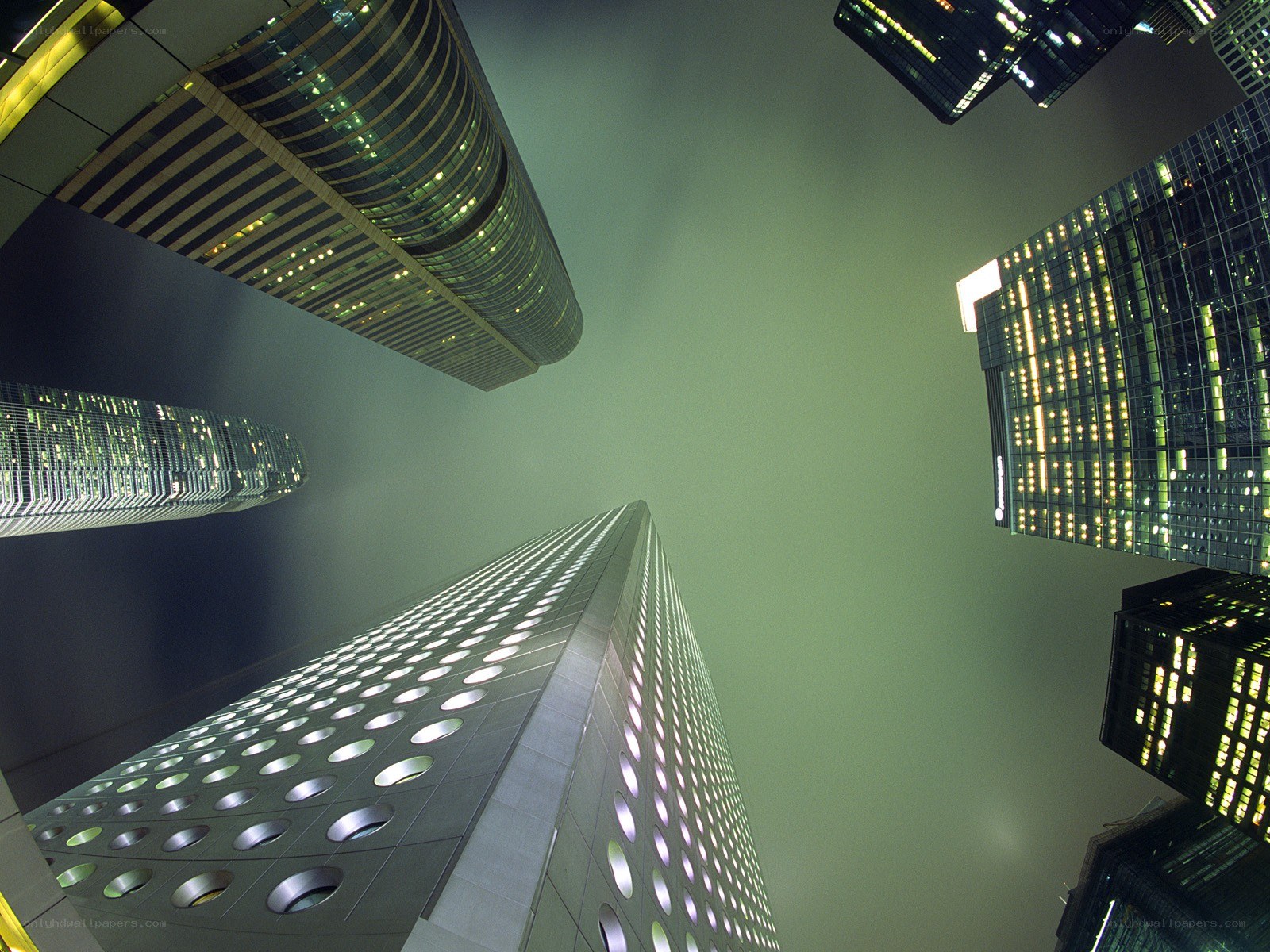 skyscrapers at night