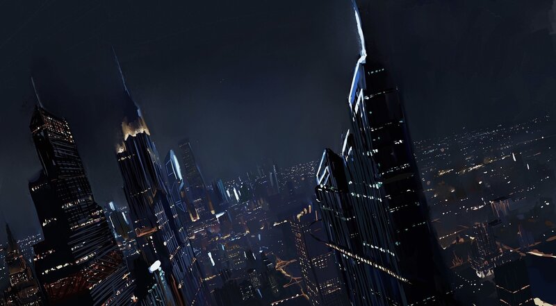 Skyscrapers at Night — Black, Dark, Digital Art