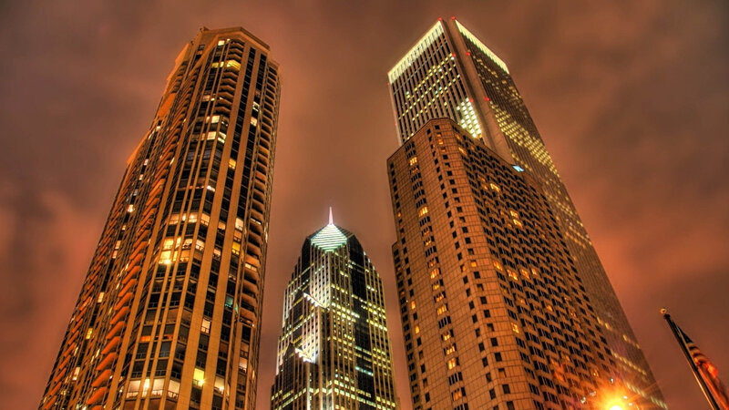 Skyscrapers at Night — Orange