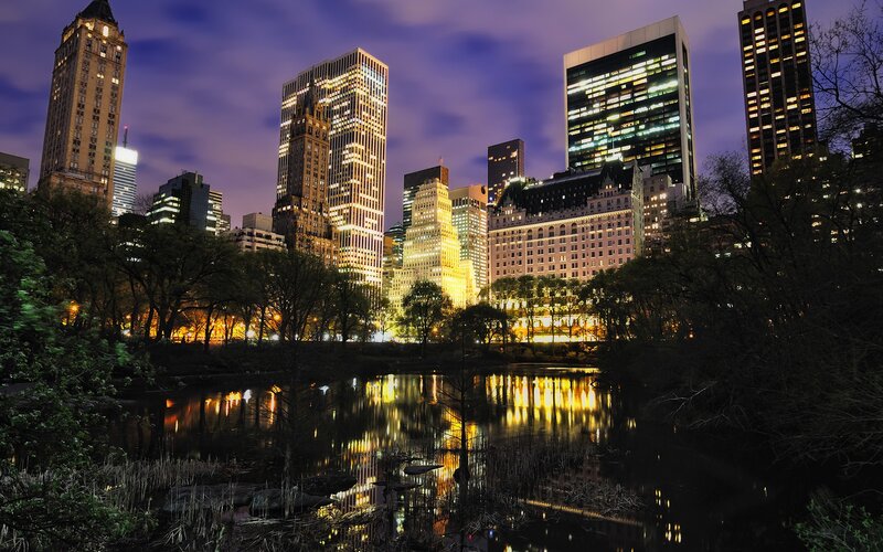 Skyscrapers at Night — Purple, Serene