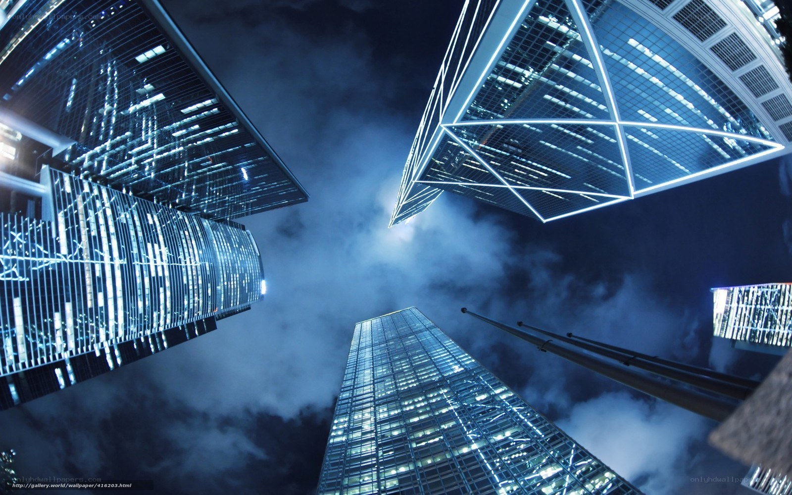 skyscrapers at night