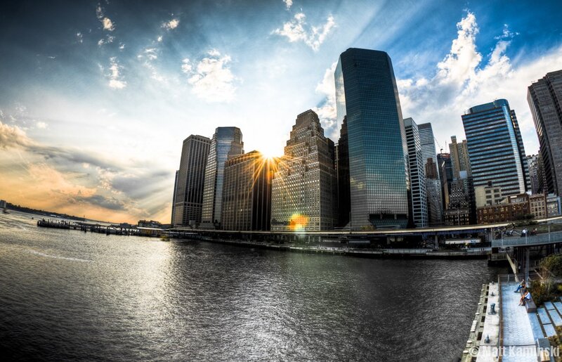 Skyscrapers at Sunset — Blue, Dramatic