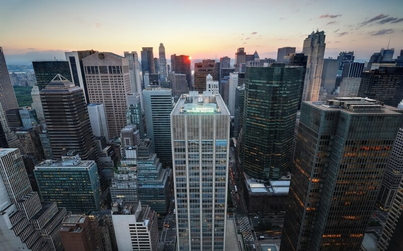 Skyscrapers at Sunset — Gray, Serene