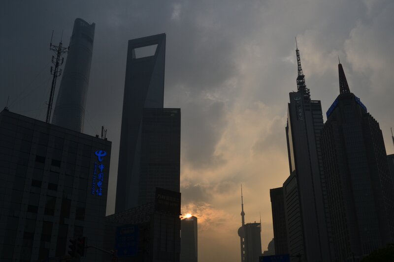 Skyscrapers at Sunset — Gray
