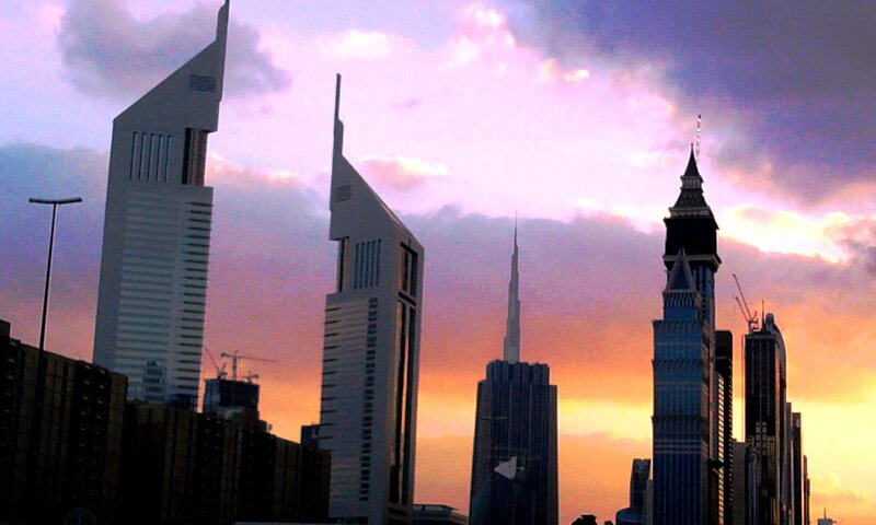 Skyscrapers at Sunset — Purple