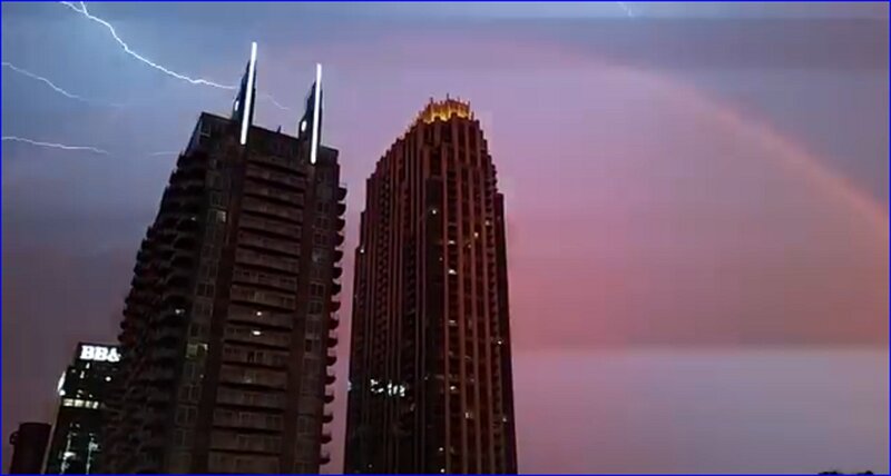 Skyscrapers During Storm — Purple