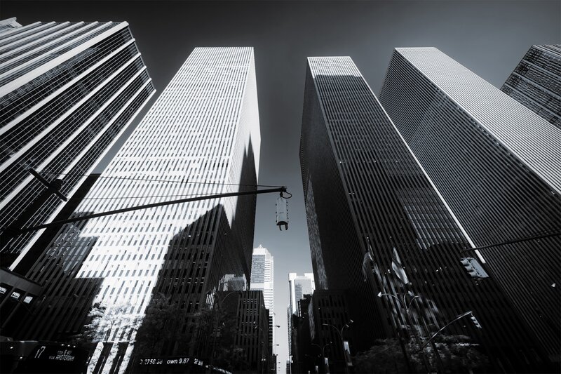 Skyscrapers in City — Black, Dramatic, Afternoon