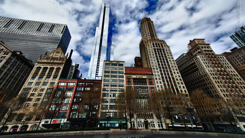 Skyscrapers in City — Blue, Dramatic, Afternoon, Photograph, Buildings