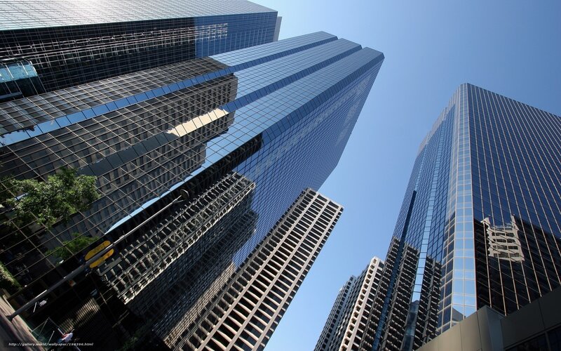 Skyscrapers in City — Blue, Dramatic, Afternoon, Photograph
