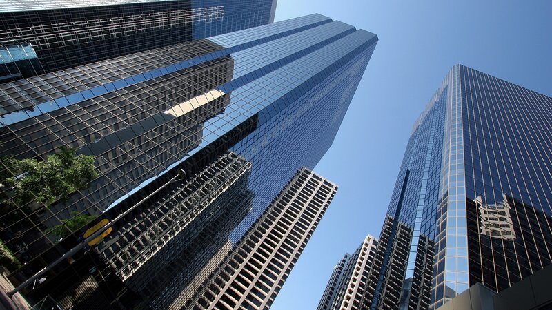 Skyscrapers in City — Blue, Dramatic, Afternoon